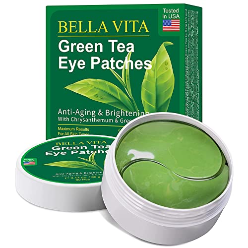 BELLA VITA Under Eye Patches, Green Tea Under Collagen Eye Masks for Dark Circles Puffiness Eye Bag Wrinkles, Under Eye Treatment for Men Women, Anti-Aging Brightening Under Eye Gel Pads, 30 Pairs