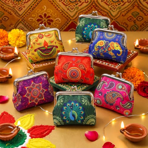 Indian Return Gift Coin Purses - Set of 18 Diwali & Pooja Souvenirs