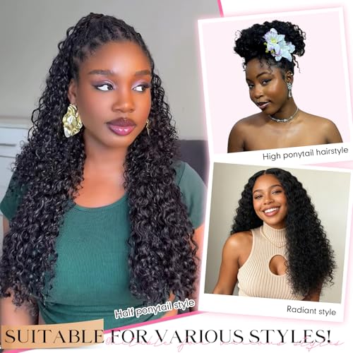 Flvaco 14" Deep Wave Feather Crochet Hair 50 Strands - 1B