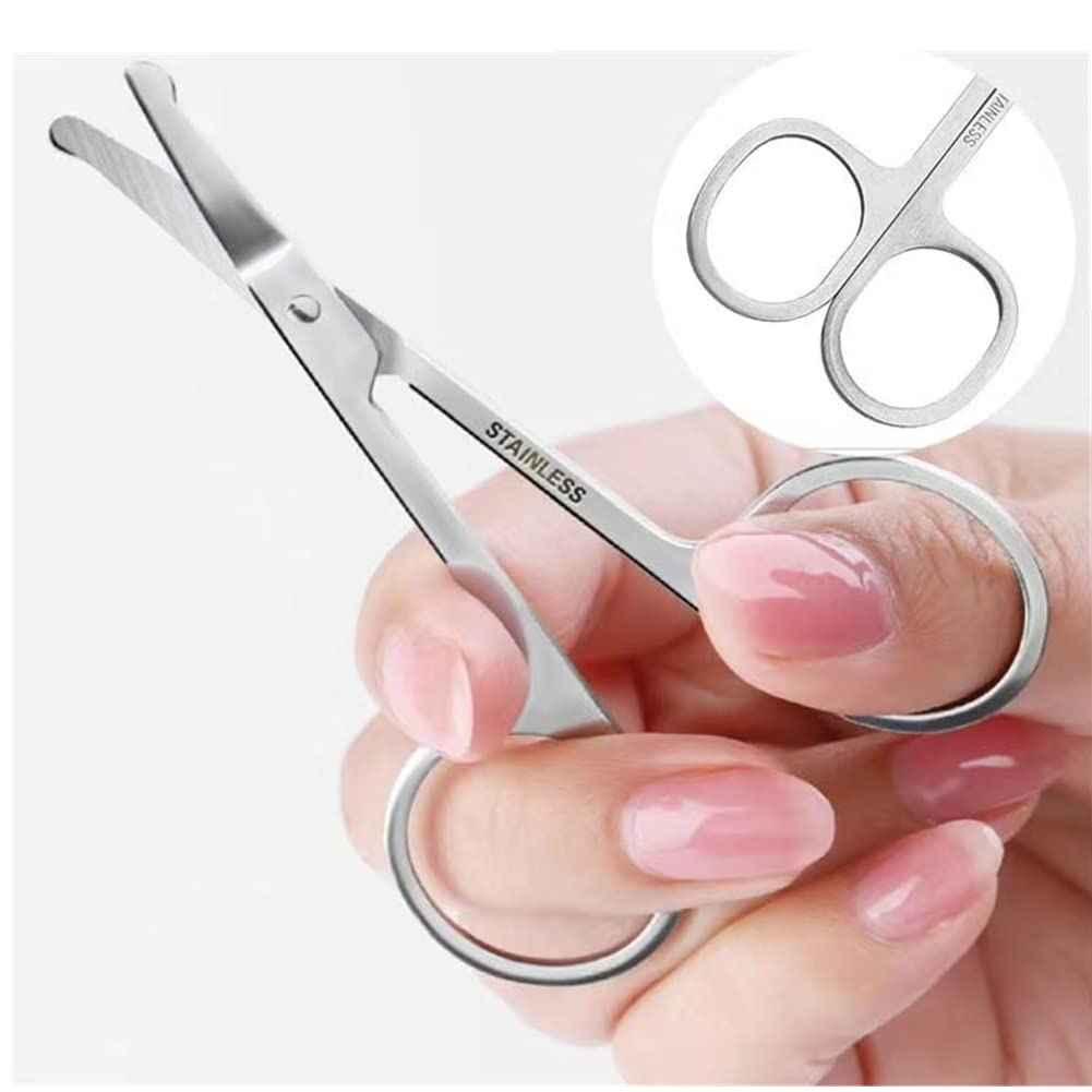 XUJINCN Nose Hair Scissors,3.45in small scissors,Nose Hair Trimmer for Women/Men,Round Nose Safety Scissors,For Trimming Nose Hair,Eyebrow trimming,Mustache,Beard,Eyelashes