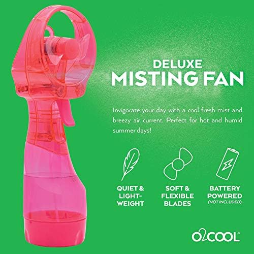 O2COOL Deluxe Handheld Battery Powered Water Misting Fan (Raspberry)