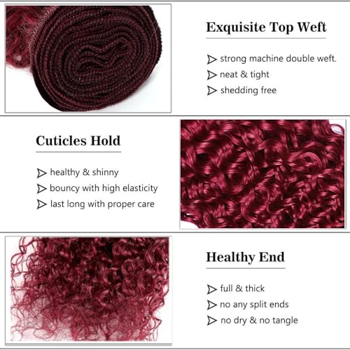 Burgundy 99J Water Wave Human Hair Bundles 12-16 inch
