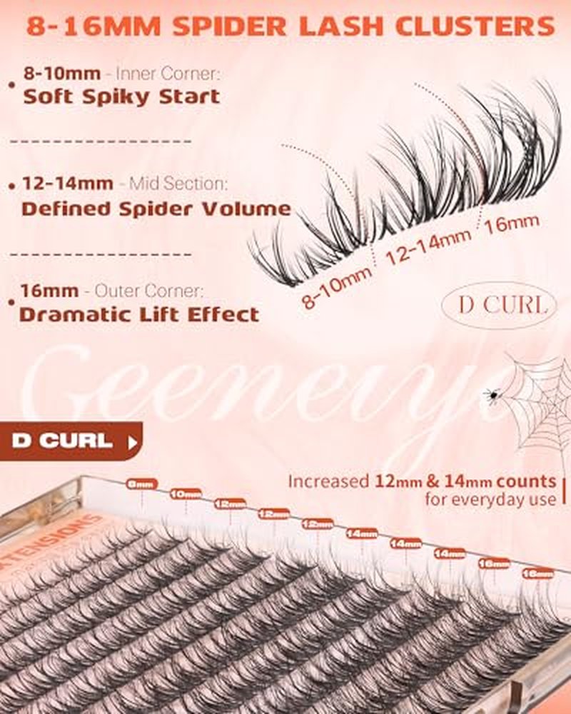 Geeneiya Spider Lash Clusters - 8-16MM Wispy Eyelash Extensions