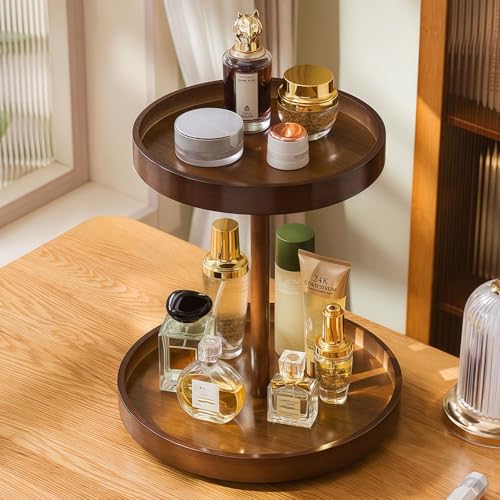Bamboo 360° Rotating Makeup Organizer | 2-Tier Vanity Turntable
