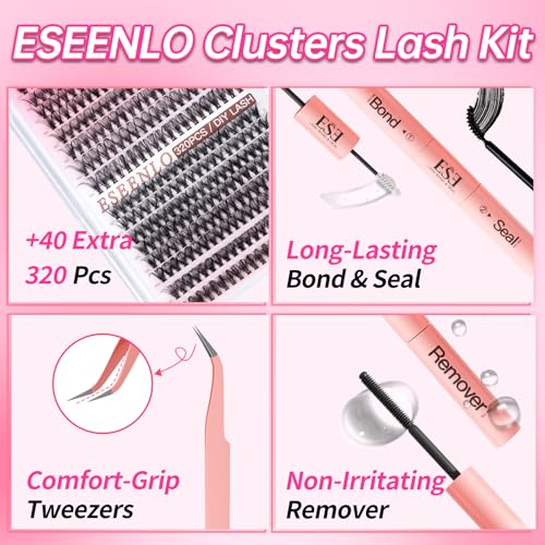 DIY Lash Extension Kit 320pcs 9-16mm Clusters with Bond