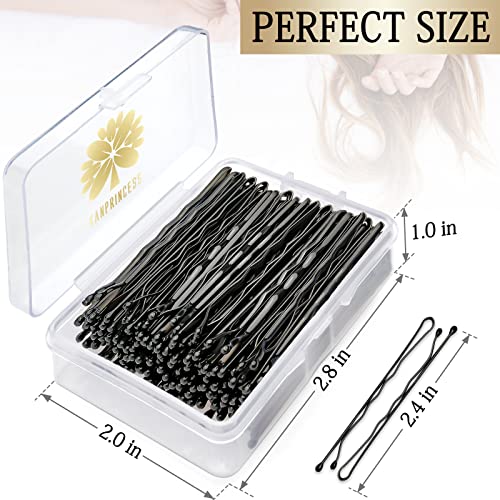 KANPRINCESS 100PCS Black Bobby Pins for All Hair Types