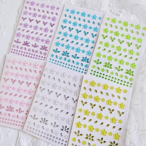 Flower Face Tattoo Stickers - Self-Adhesive Rhinestones
