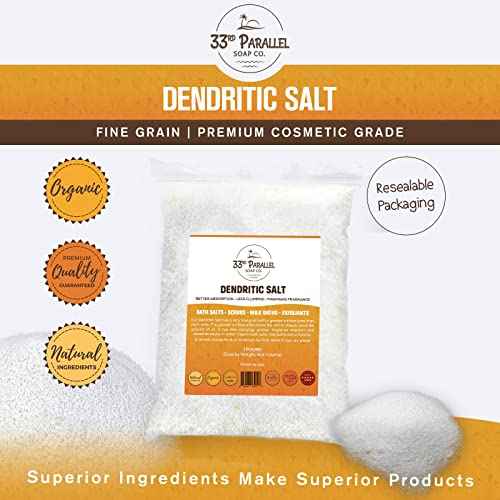 DENDRITIC Salt (1 lbs / 16 oz) Premium Fine Grain for Bath Salts, Scrubs, Exfoliants, Milk Baths & More | Sizes 1 to 5 LBS | (1 Pound)
