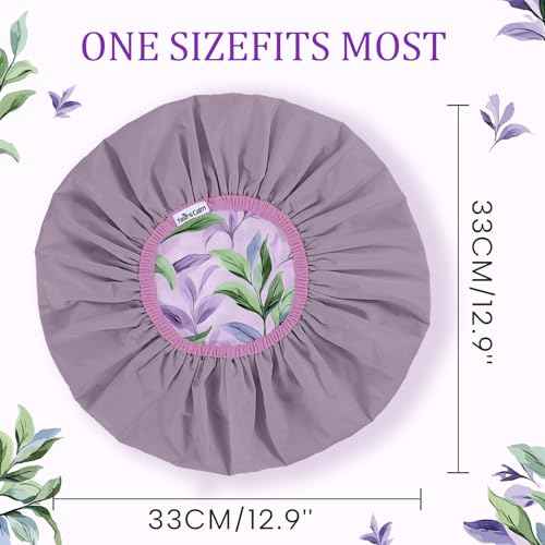 Years calm Shower Caps for Women Reusable Waterproof ? Double Layer Elastic Cap with Tropical Botanical Print Shower Cap for Shower, Spa, Travel, Bath & Daily Hair Protection