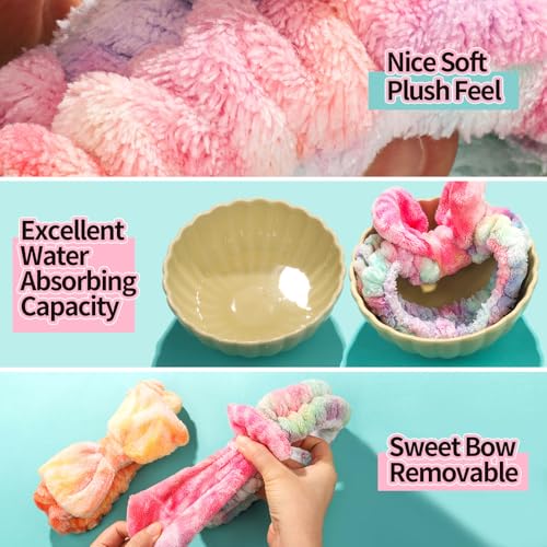 Tie-Dyed Colorful Spa Headbands & Hair Ties Set for Women & Girls - 6pcs