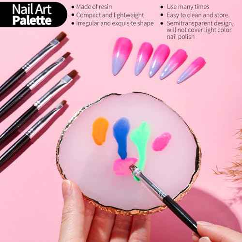 FANDAMEI Nail Art Brushes, Nail Brush Set With Nail Stand, Nail Holder For Painting Nails, Nail Art Tools, Nail Design Tools, 11PCS Nail Brushes For Nail Art, 5PCS Nail Dotting Tool, Nail Art Palette