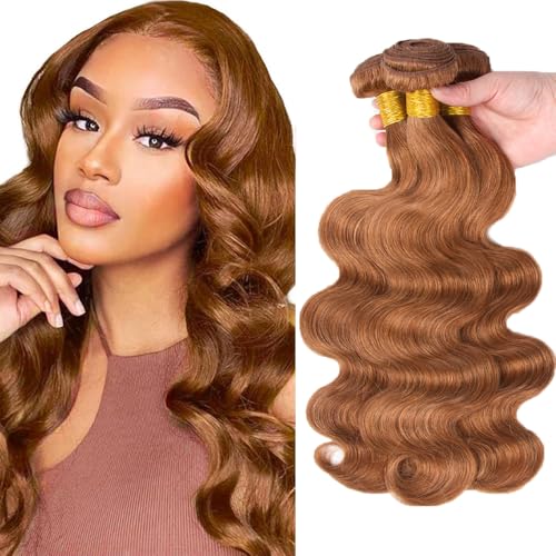 Light Brown Body Wave Human Hair Bundles 22 24 26 in