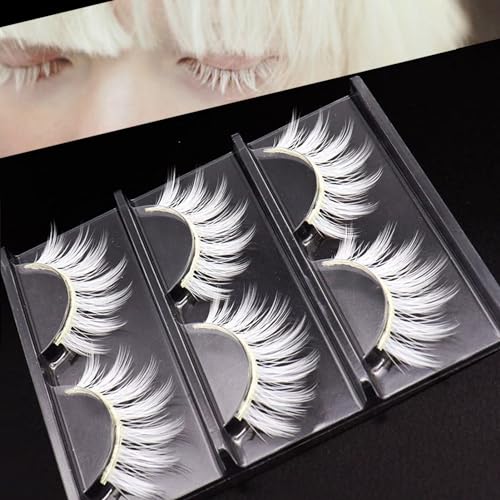 White False Eyelashes - Natural 3 Pairs Handmade Lashes
