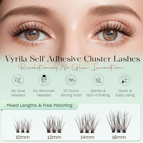 Brown Self-Adhesive Lash Cluster Kit, Pre-Glued Clusters with Tweezers, Pop-On Faux Eyelashes, 3D Thin Band D Curl Natural Look Lahses, Easy to Apply, Reusable Eyelash Extensions (Soul-Brown)