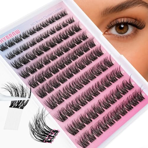 Whybraw Self Adhesive Lash Clusters - 100PCS Fluffy 3D Wispy Lashes 8-16mm