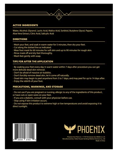 Phoenix Foot Peel for Men - Extra Strength Exfoliating Mask, XL (2 Pack)