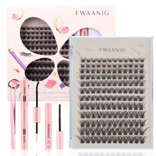 Wispy Lash Clusters Kit, 144Pc D Curl 8-16mm with Bond, Remover & Tweezers