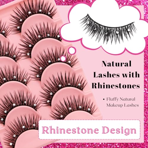 5 Pairs 13mm Dramatic 3D Cosplay Eyelashes with Rhinestones
