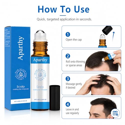 Hair Growth Roll-On Serum with Menthol & Camellia Oil, 2-Pack