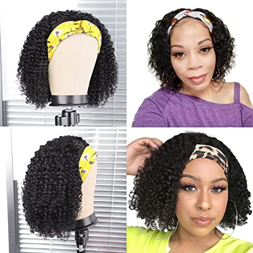 Aiterina Deep Wave Headband Wig 12" Human Hair Glueless
