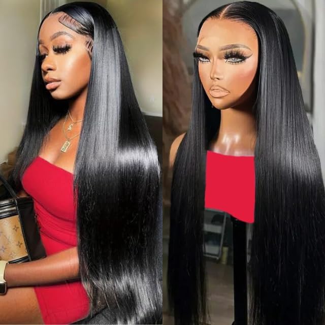 SUNKASA 36 Inch Straight Lace Front Wig - 210% Density HD Lace