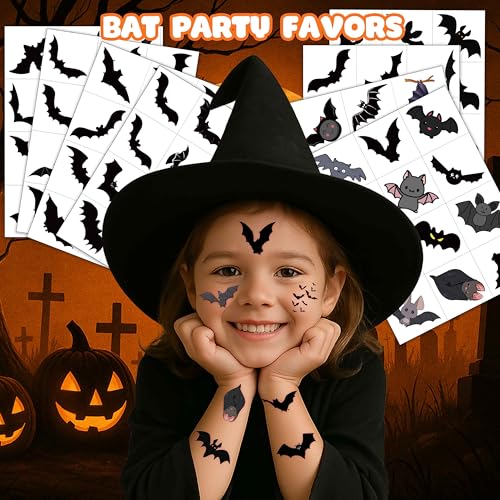 96 Bat Temporary Tattoos - Pre-Cut Stickers for Kids