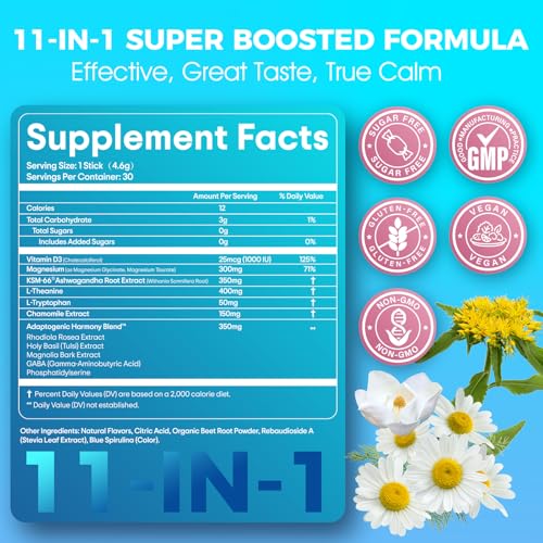 Calm Magnesium Drink Mix - Natural Stress Relief Supplement, 30 Servings
