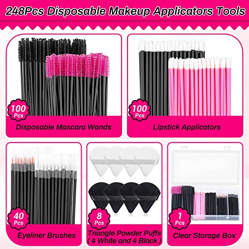 Disposable Makeup Applicator Kit with Triangle Puffs, Mascara Wands, Lip Applicators & Eyeliner Brushes