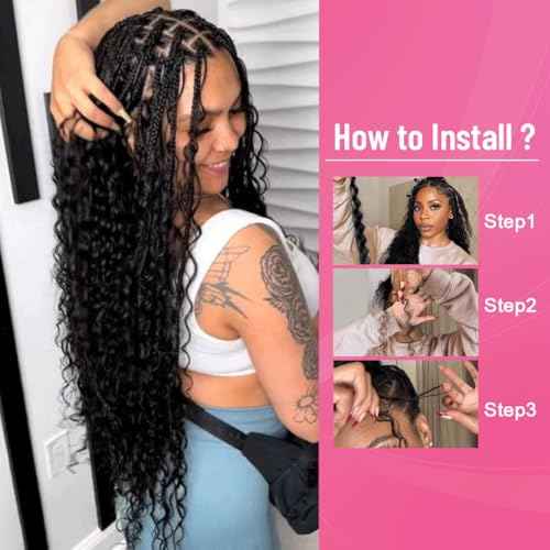 Curly Human Hair for Boho Braids Bohemian Deep Wave Bulk 100% Human Hair for Braiding Wet and Wavy Human Hair for Boho Knotless Braids No Weft 2 Bundles 100g Hair Extensions Natural Color 22 Inch