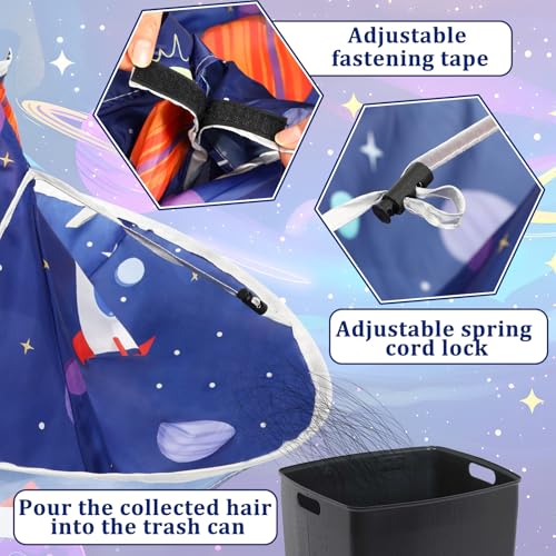 Kids Hair Cutting Cape Adjustable Barber Apron with Space Theme