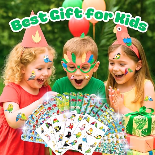 Parrot Party Favor Set - 72PC Tropical Tattoos & Slap Bracelets
