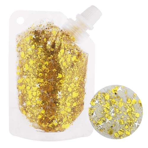 MEICOLY Gold Body Glitter,Yellow Face Glitter,Music Festival Accessories Outfits for Women,Hair Glitter for Kids,Sparkle Gold Chunky Body Glitter for Country Concert,Mardi Gras Accessories