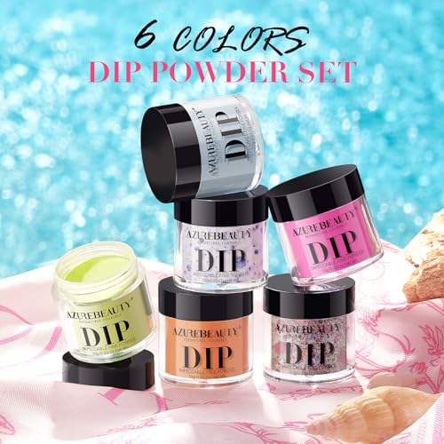 AZUREBEAUTY Dip Powder Nail Kit - 6 Bright Summer Fluorescent Shades