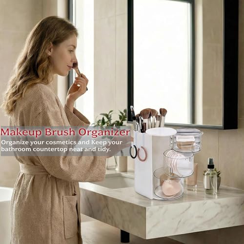 Lukzeezo Hair Accessories Organizer with Hooks & Rotating Drawer