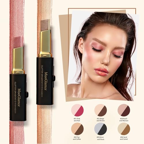 MooGlamor 6-Piece Glitter Eyeshadow Stick Set | Waterproof & Shimmer