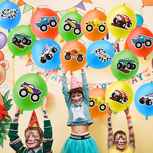 Monster Truck Party Favors Set - 72 Pc with Balloons & Tattoos