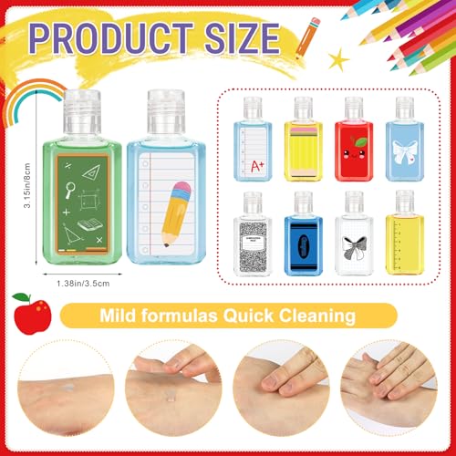 50 Pcs Back to School Mini Hand Sanitizer 1fl Oz - Fun Designs