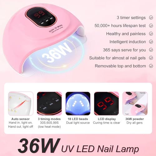 Acrylic Nail Kit Starter Set Acrylic Powder Nail Drill U V Light with Tools Decoration Everything for Beginners Home Salon Gift Set