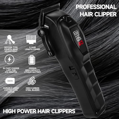 Hair Clippers for Men Professional Hair Trimmer Cordless Rechargeable Powerful Beard Trimmer Hair Cutting Grooming Tool