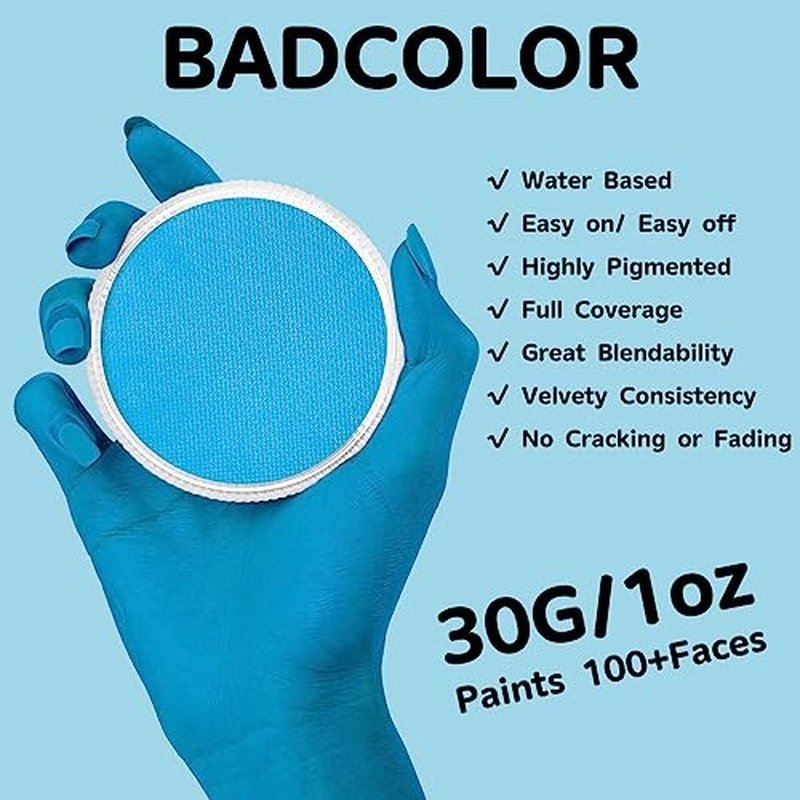 Light Blue Face Body Paint - Non-Toxic Water Activated 30g