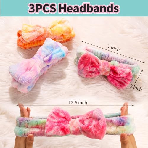 Tie-Dyed Colorful Spa Headbands & Hair Ties Set for Women & Girls - 6pcs