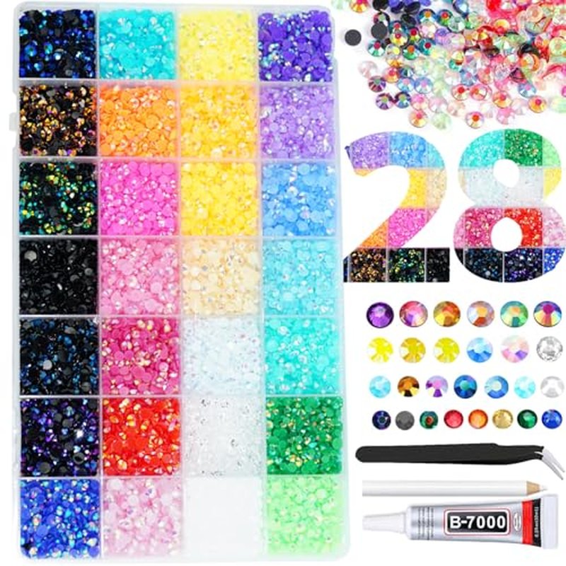22000PCS Multicolor Resin Rhinestones for DIY Crafts - 3mm, 4mm, 5mm