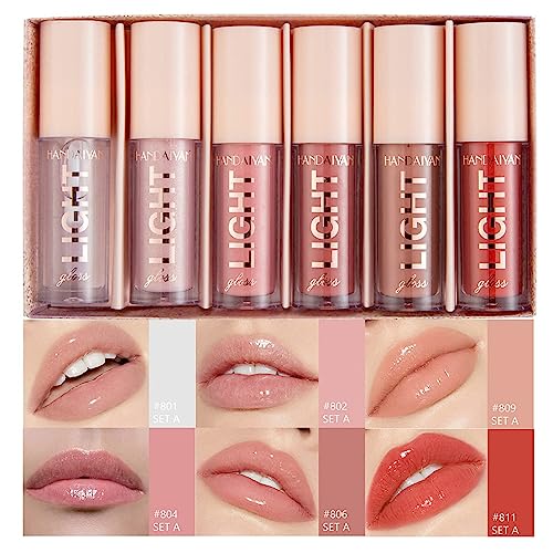 MAEPEOR Moisturizing Lip Gloss Set 6 Neutral Nude Shades