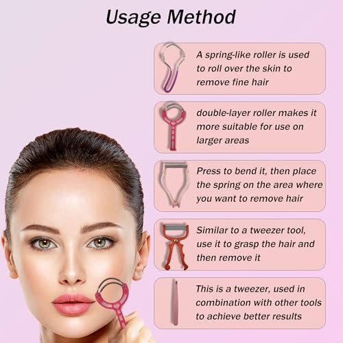 5-in-1 Facial Hair Remover Kit for Women - Spring Tweezer & Spring Hair Removal Tool