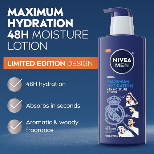 NIVEA MEN Maximum Hydration 48-Hour Body Lotion, 16.9 FL OZ