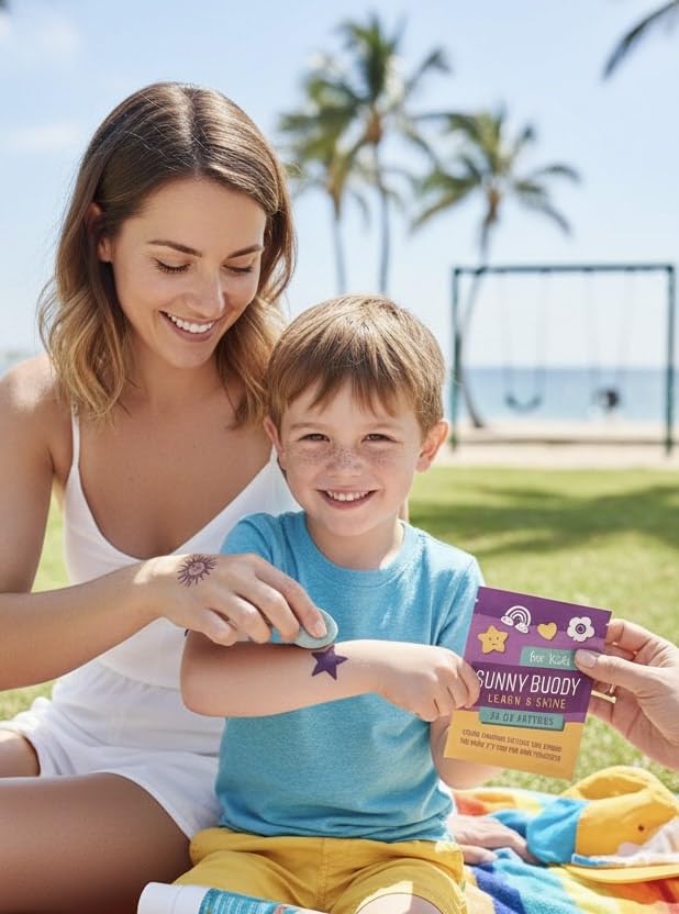 UV Color-Changing Temporary Tattoos for Kids, 24 Pack