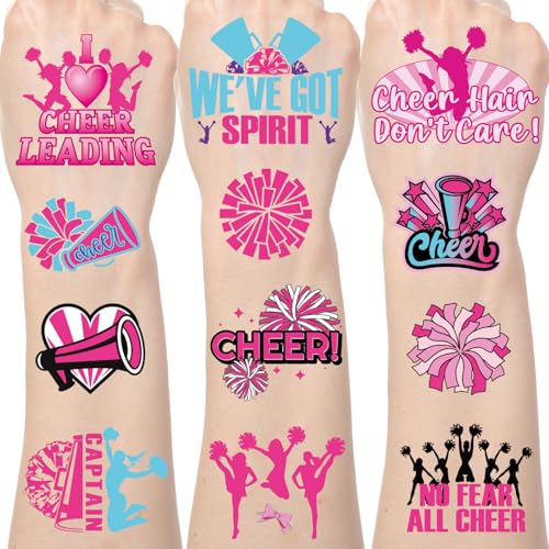 Cheerleading Temporary Tattoos Stickers - 200+ Cheerleading Decorations Favors for Party, Cheerleader Tattoo Stickers Gifts Adults, Cheer Sport Team Spirit Party Supplies Prizes