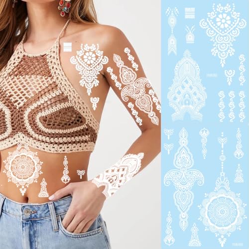 9 Sheet Henna Flower Temporary Tattoo Stickers