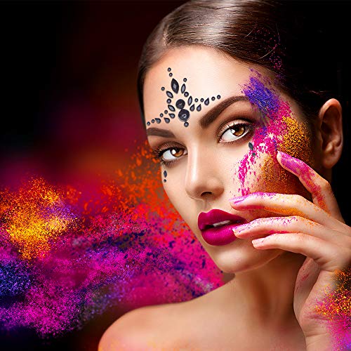 SIQUK 12 Set Mermaid Face Gems Rhinestone Tattoo Stickers