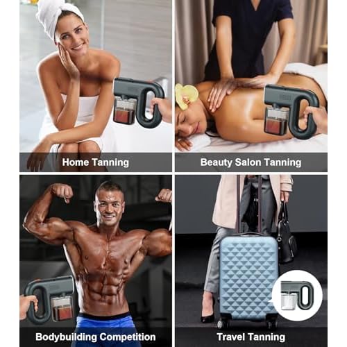 Spray Tan Machine, Strong Spray Level Even Atomization- Adjustable 3 Different Strength Spray Levels - Portable & Rechargeable Cordless Spray Tan Gun for Self Tanning Travel Beach Salon Home Use Grey